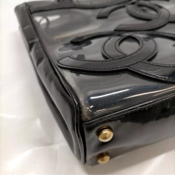 CHANEL CC PATENT LEATHER CLEAR VINYL TOTE - Picture 7 of 14